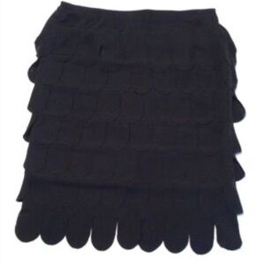 Vintage JS Collections Black Tiered Scalloped Mini Skirt Size 10